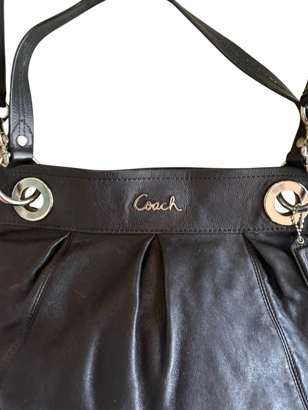 COACH Ashley Hippie Y2K Black Leather Shoulder Bag Crossbody - F17605